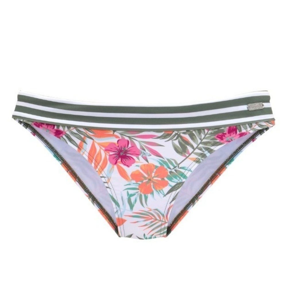 Lascana Women's White Printed Floral Fold Over Waist Bikini Bottom Size 6 NWT‎